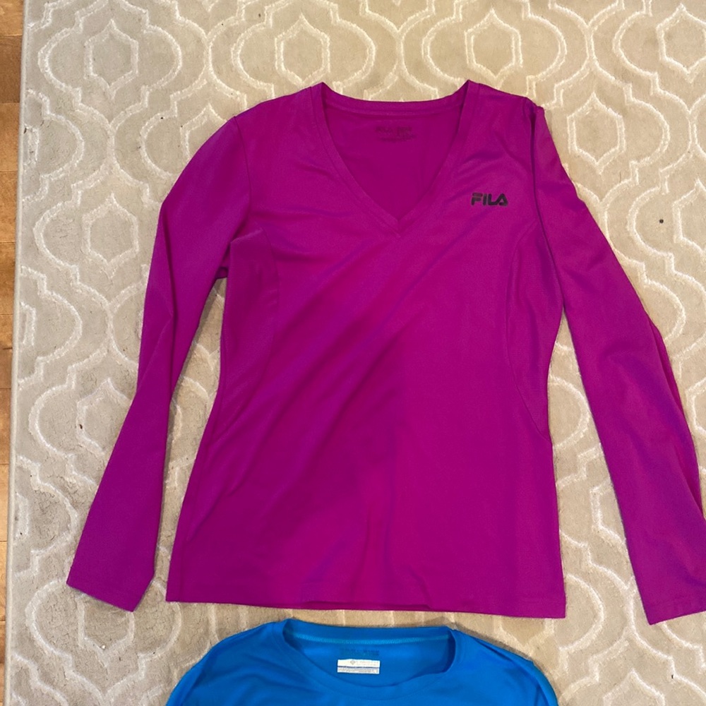 Two nylon work out shirts.